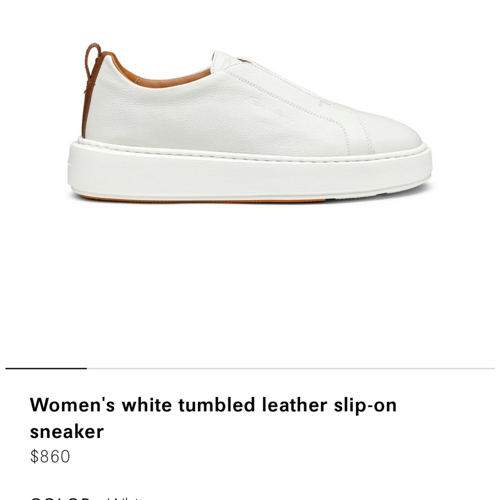 Santoni White Leather Slip-On Sneakers